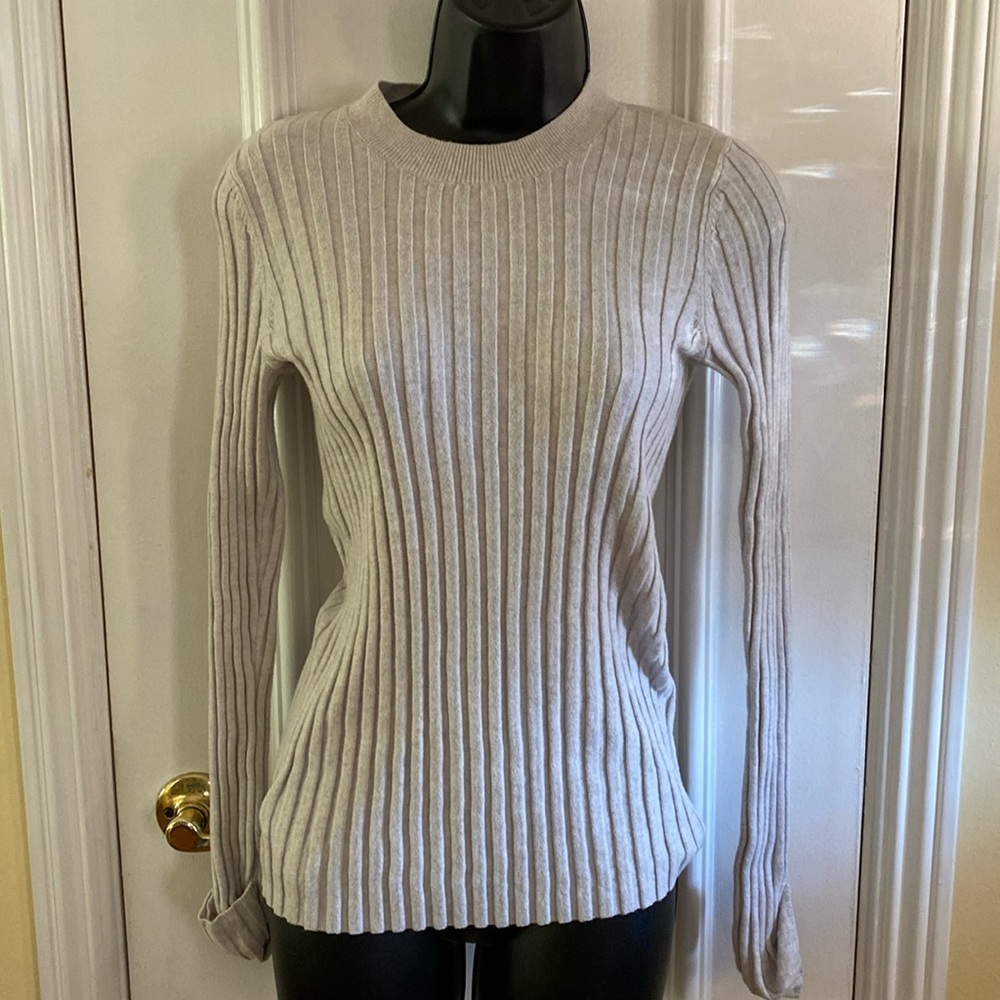 Loft Blouse/sweater. Tan/grey. Size S